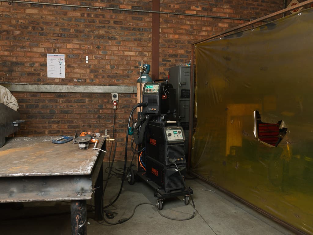 MIG/TIG welding equipment at the Foxtron Engineering welding bay
